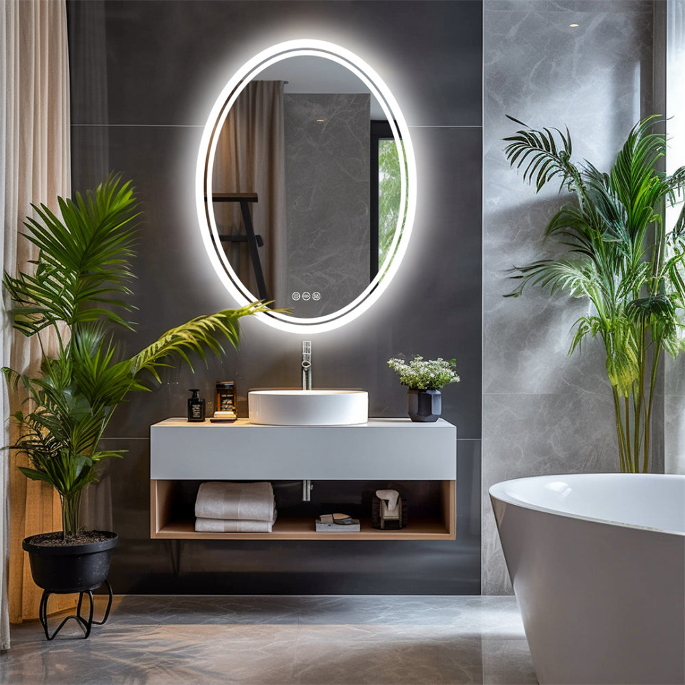 Oval LED Bathroom Mirror with Demister_1